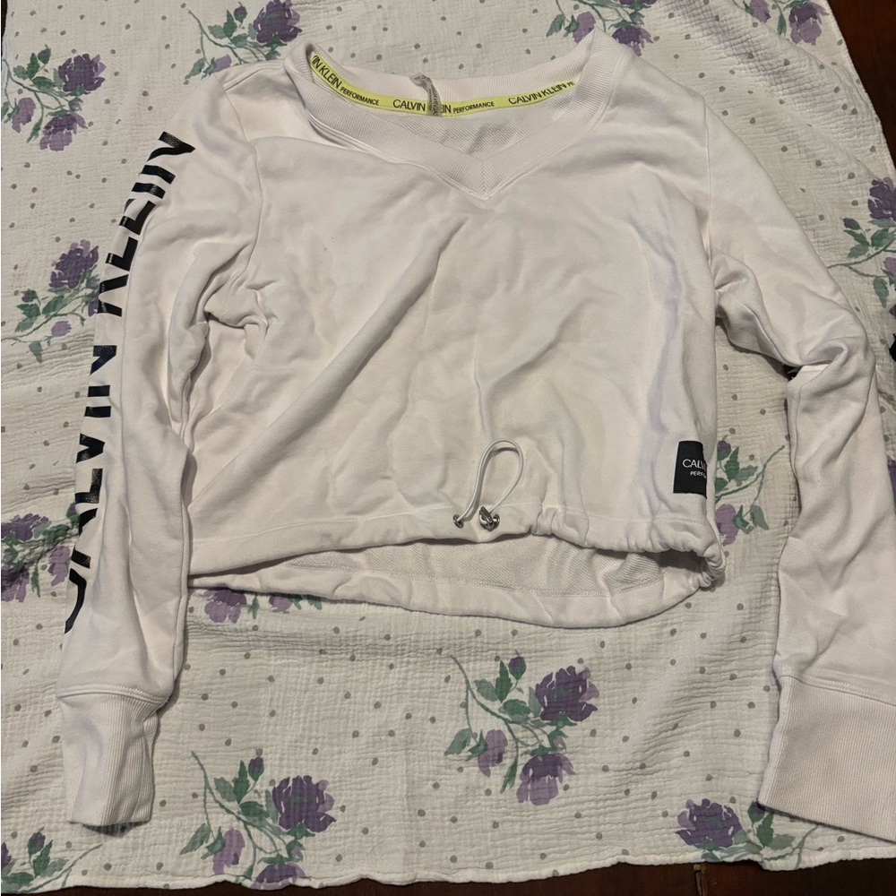 Calvin Klein Gray Long Sleeve Cropped Hoodie